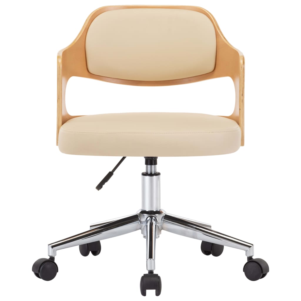 Chaise pivotante de bureau Crème Bois courbé et similicuir - XIOS