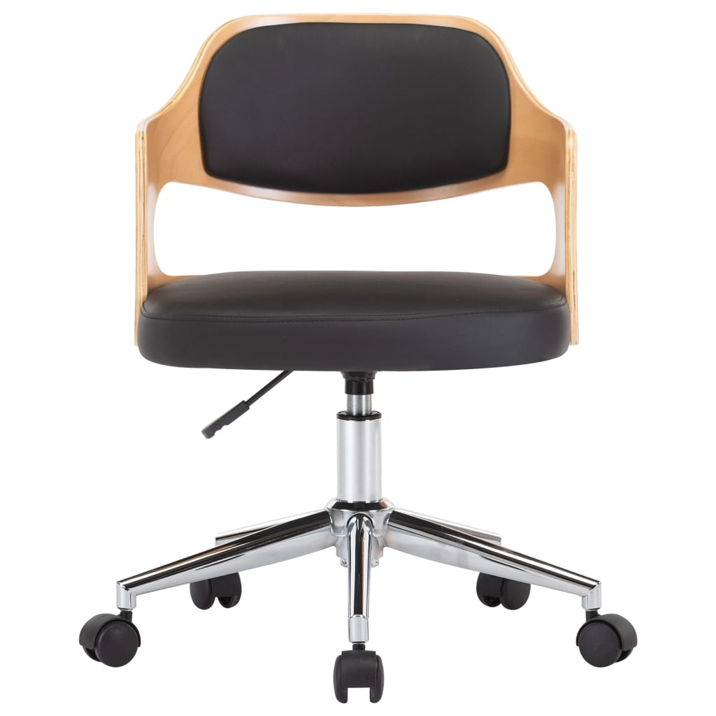 Chaise pivotante de bureau Noir Bois courbé et similicuir - XIOS