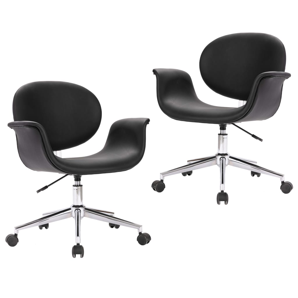 Chaises pivotantes à manger lot de 2 noir similicuir - XIOS