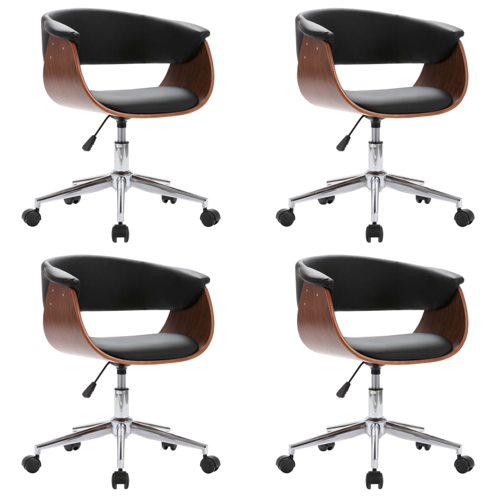 Chaises pivotantes à manger lot de 4 Noir Similicuir - XIOS