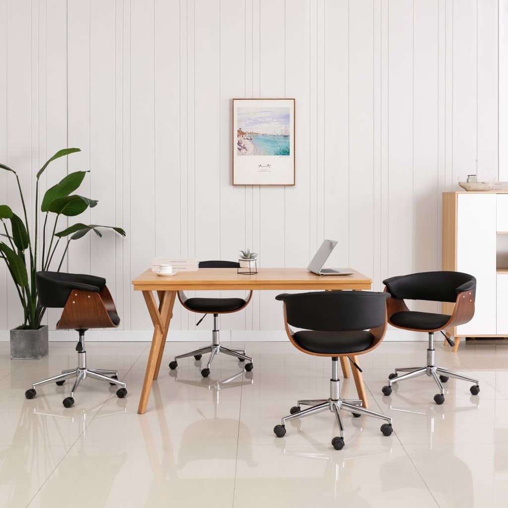 Chaises pivotantes à manger lot de 4 Noir Similicuir - XIOS