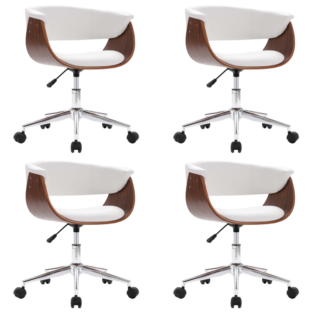 Chaises pivotantes à manger lot de 4 Blanc Similicuir - XIOS