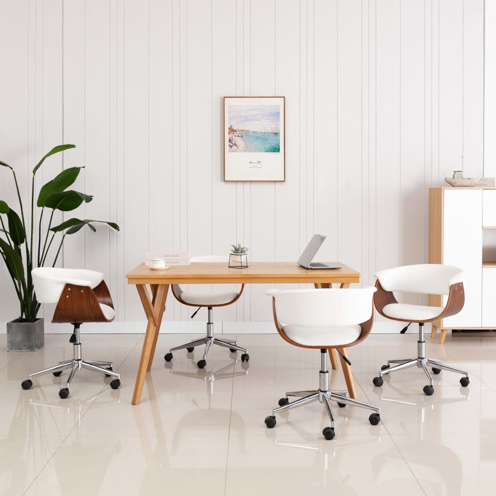 Chaises pivotantes à manger lot de 4 Blanc Similicuir - XIOS