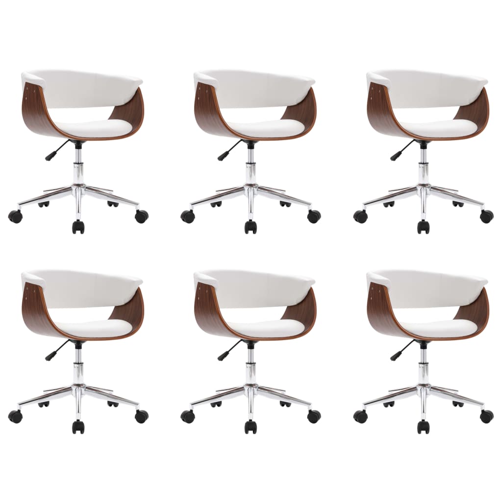 Chaises pivotantes à manger lot de 6 blanc similicuir - XIOS