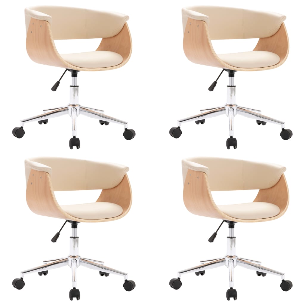 Chaises pivotantes à manger lot de 4 crème similicuir - XIOS