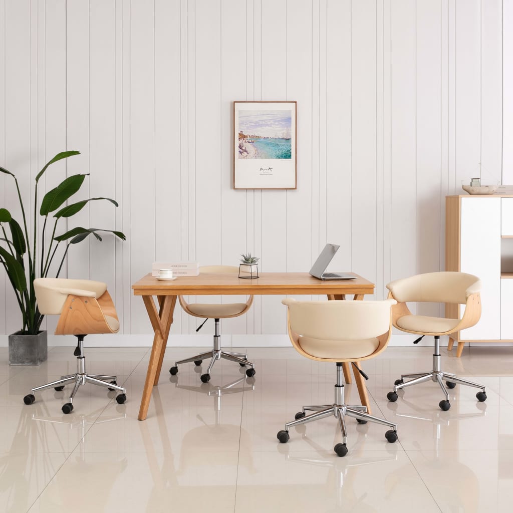 Chaises pivotantes à manger lot de 4 crème similicuir - XIOS