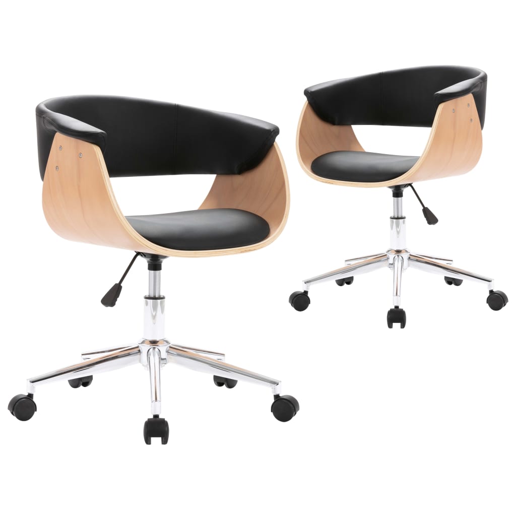 Chaises pivotantes à manger lot de 2 noir similicuir - XIOS