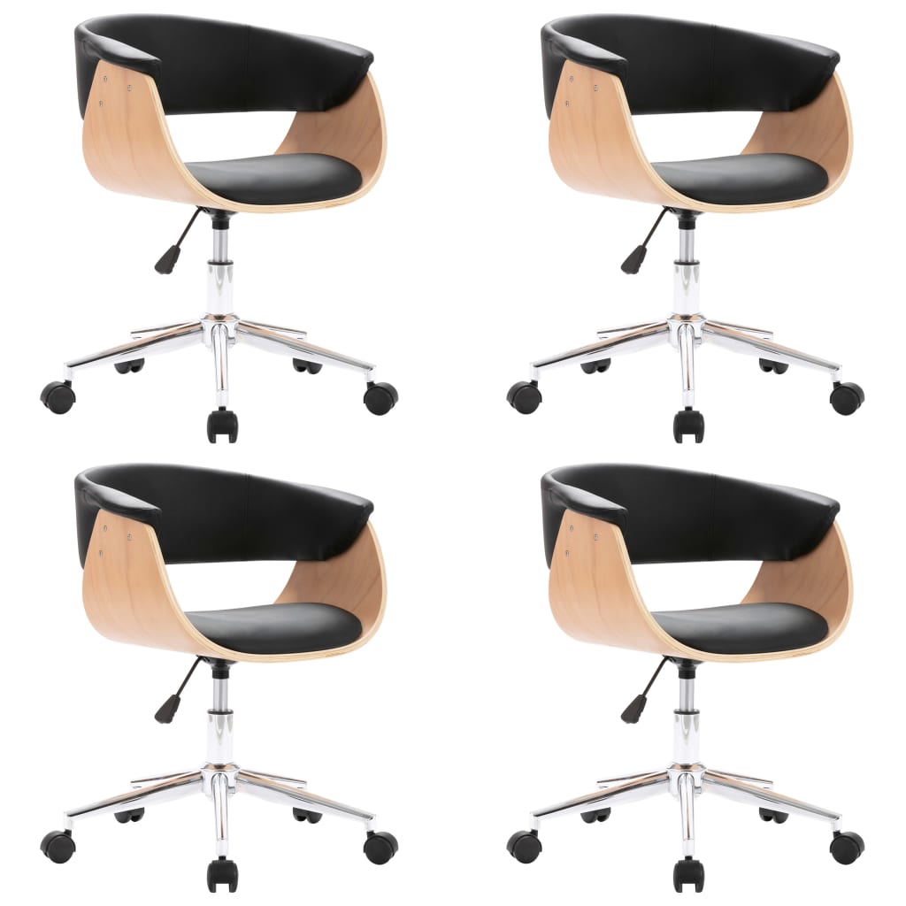 Chaises pivotantes à manger lot de 4 Noir Similicuir - XIOS