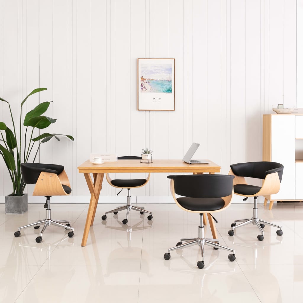 Chaises pivotantes à manger lot de 4 Noir Similicuir - XIOS