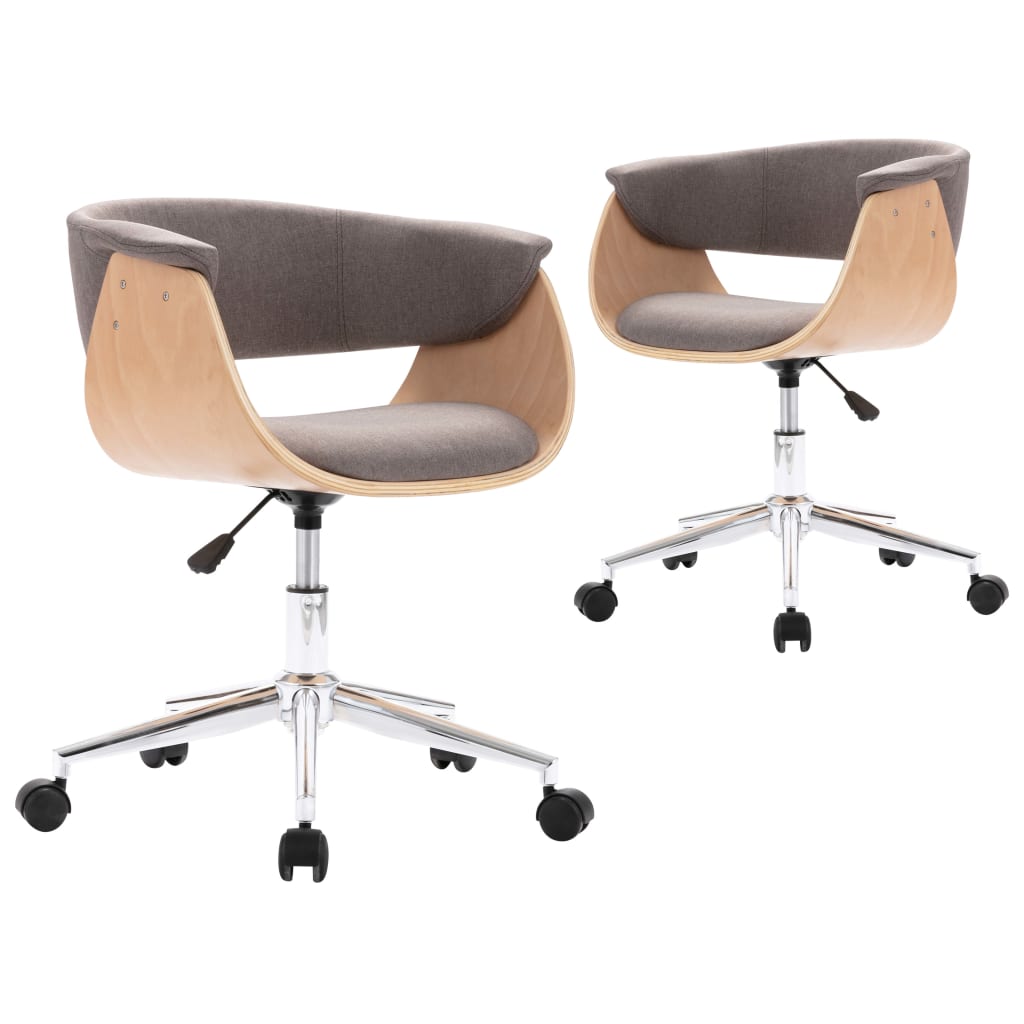 Chaises pivotantes à manger lot de 2 taupe tissu - XIOS