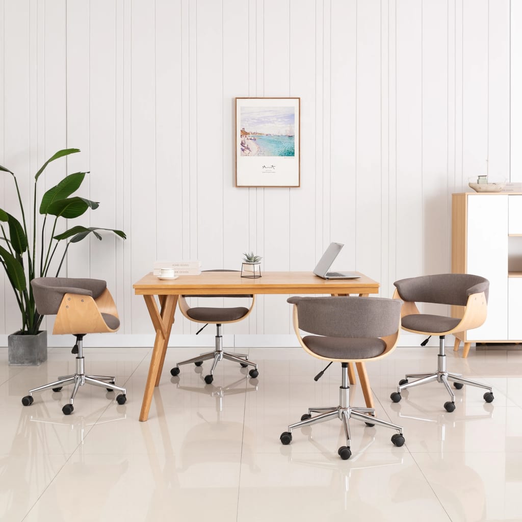 Chaises pivotantes à manger lot de 4 taupe tissu - XIOS