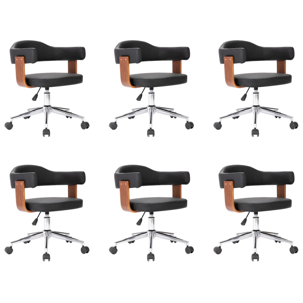 Chaises pivotantes à manger lot de 6 bois courbé et similicuir - XIOS