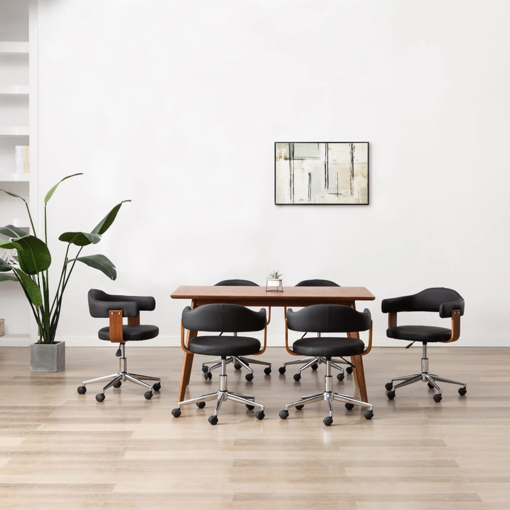 Chaises pivotantes à manger lot de 6 bois courbé et similicuir - XIOS