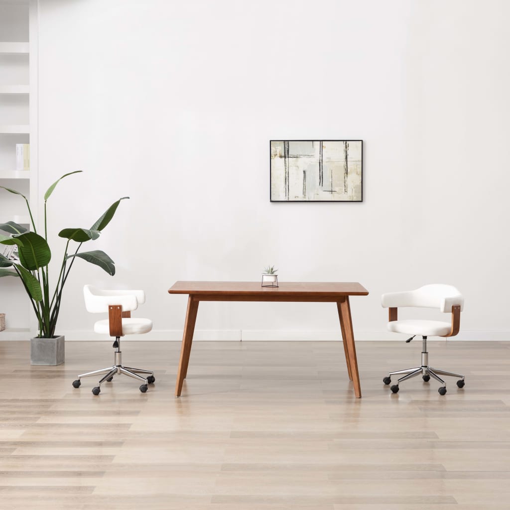 Chaises pivotantes à manger lot de 2 bois courbé et similicuir - XIOS