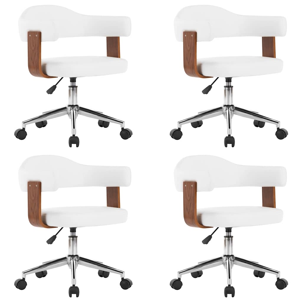 Chaises pivotantes à manger lot de 4 bois courbé et similicuir
