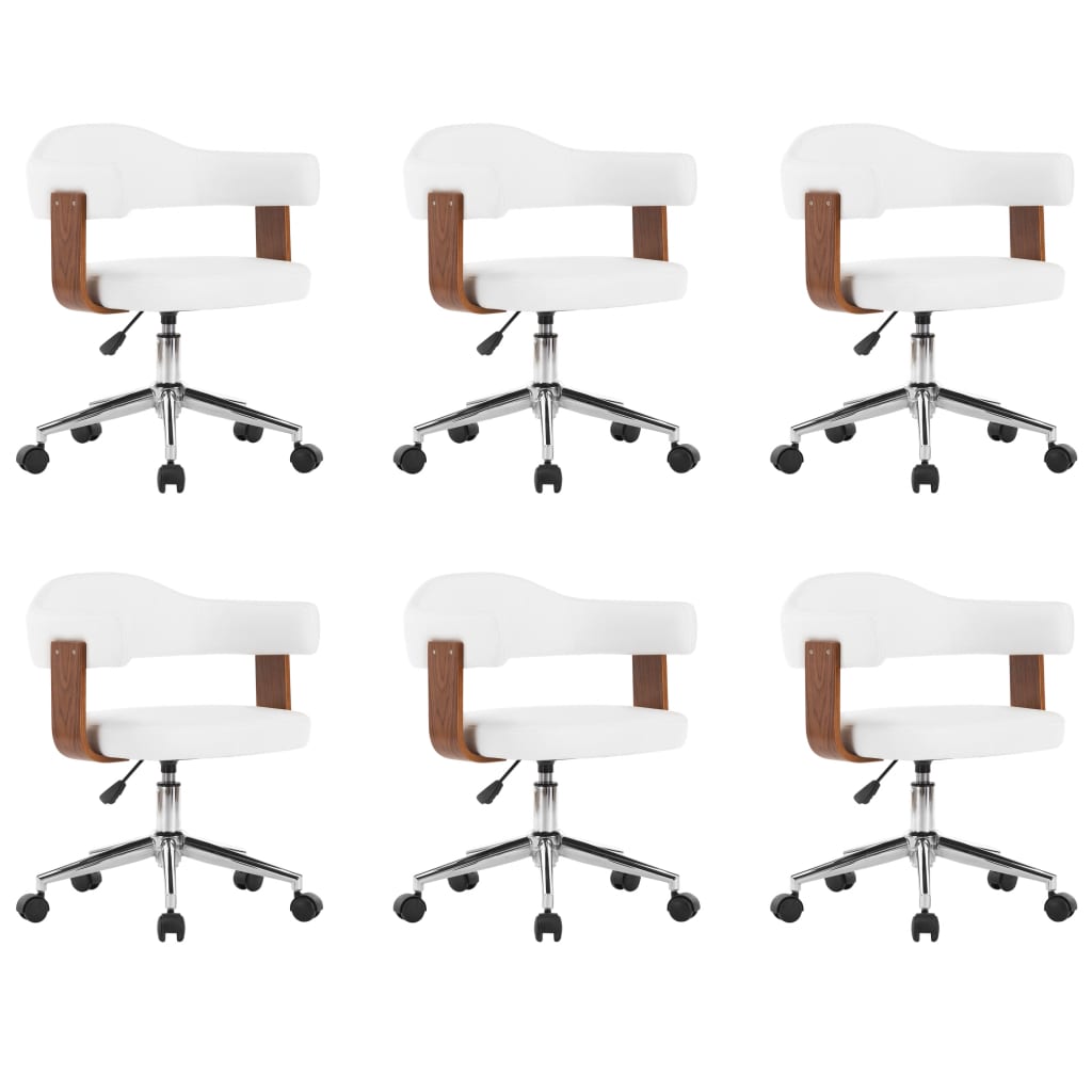Chaises pivotantes à manger lot de 6 bois courbé et similicuir - XIOS