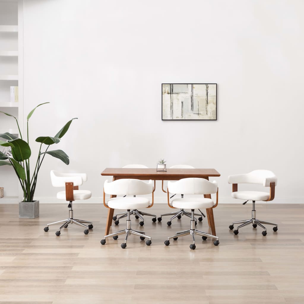 Chaises pivotantes à manger lot de 6 bois courbé et similicuir - XIOS