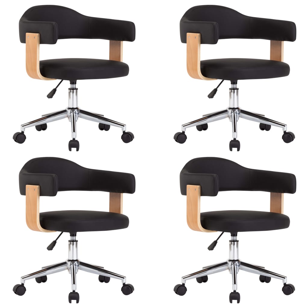 Chaises pivotantes à manger lot de 4 Noir Similicuir