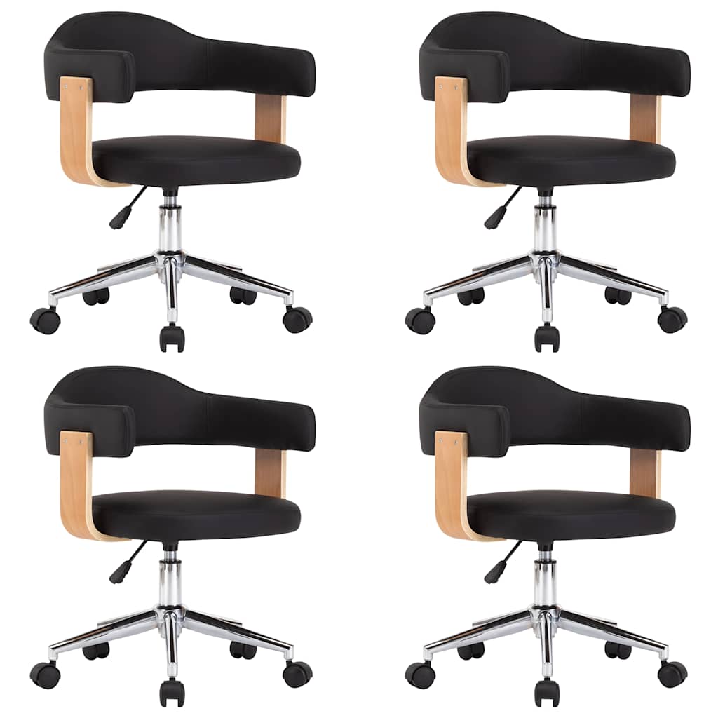 Chaises pivotantes à manger lot de 4 Noir Similicuir