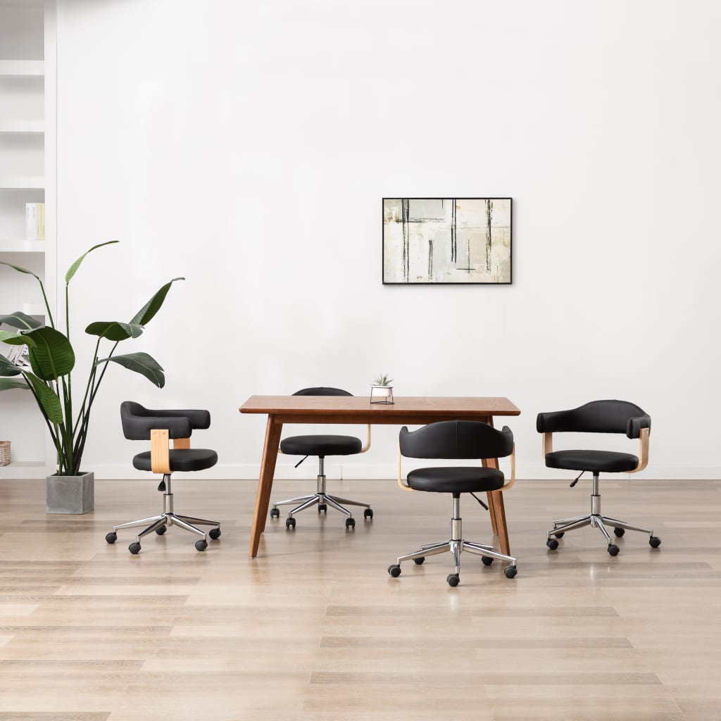 Chaises pivotantes à manger lot de 4 Noir Similicuir - XIOS