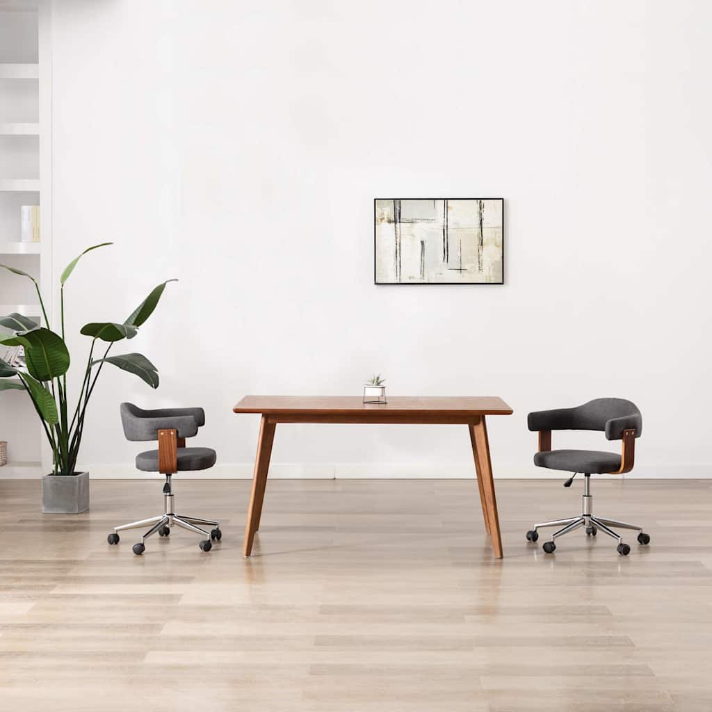 Chaises pivotantes à manger lot de 2 gris bois courbé et tissu - XIOS