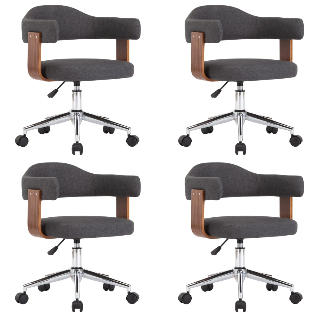 Chaises pivotantes à manger lot de 4 gris bois courbé et tissu