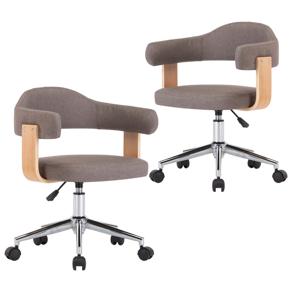 Chaises pivotantes à manger lot de 2 taupe bois courbé et tissu - XIOS