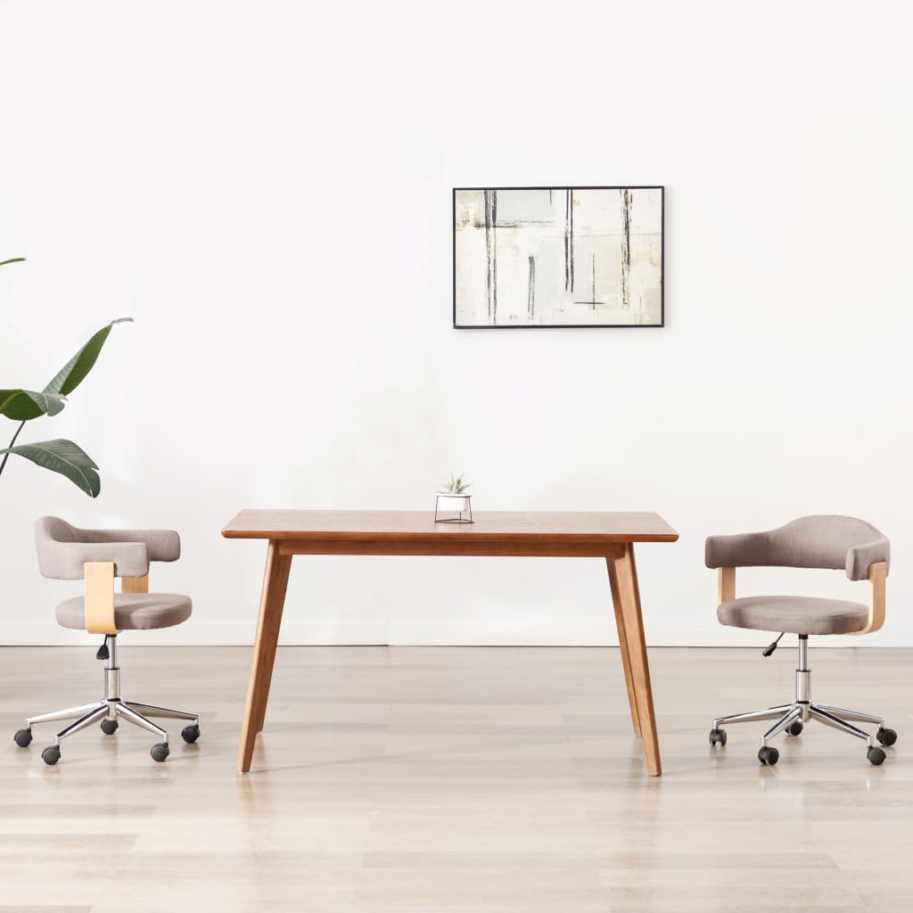 Chaises pivotantes à manger lot de 2 taupe bois courbé et tissu - XIOS