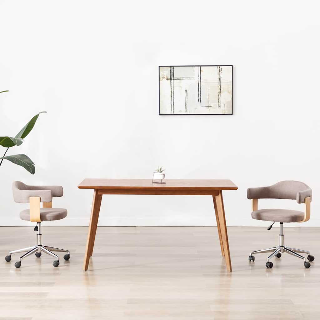 Chaises pivotantes à manger lot de 2 taupe bois courbé et tissu