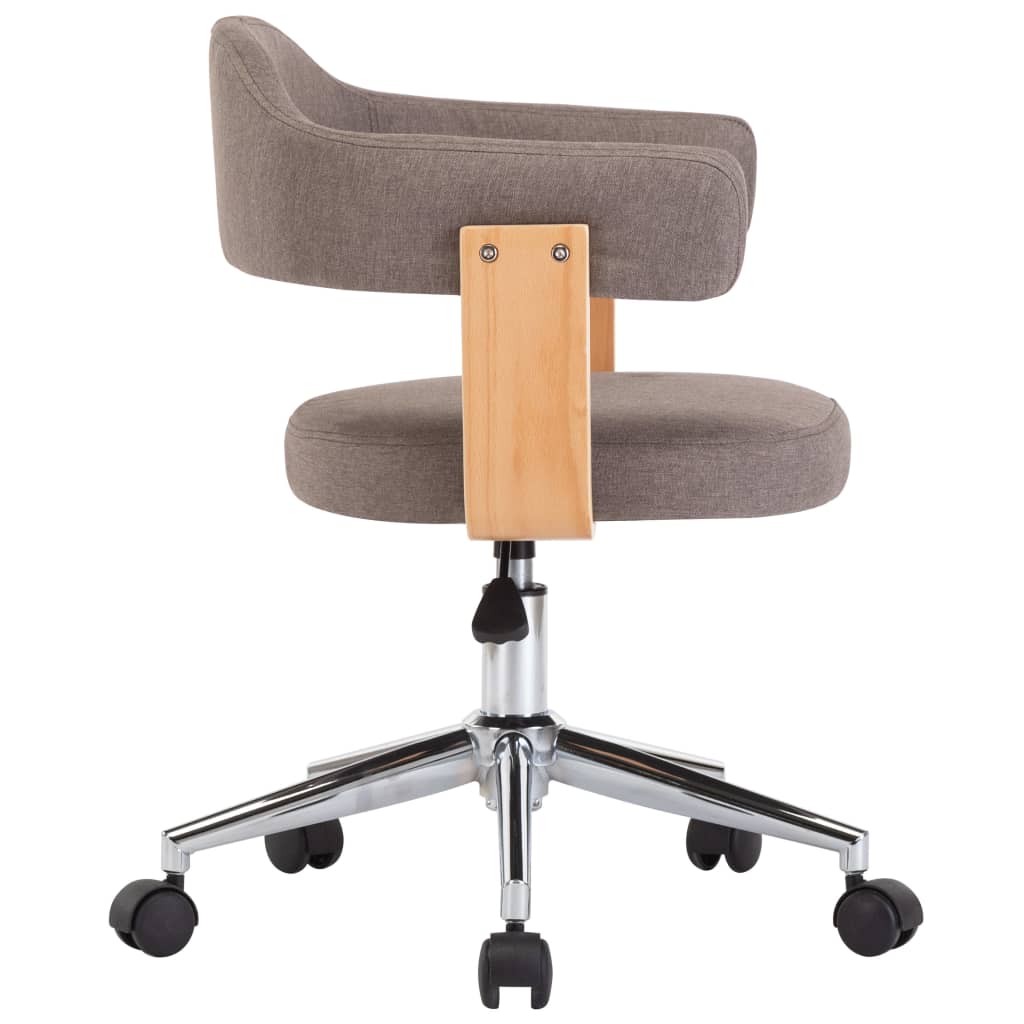 Chaises pivotantes à manger lot de 4 taupe bois courbé et tissu - XIOS