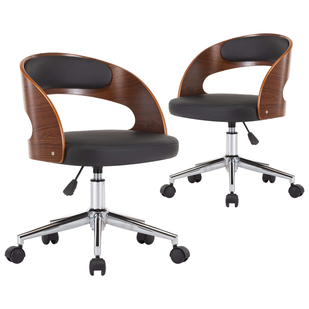 Chaises pivotantes à manger lot de 2 bois courbé et similicuir - XIOS