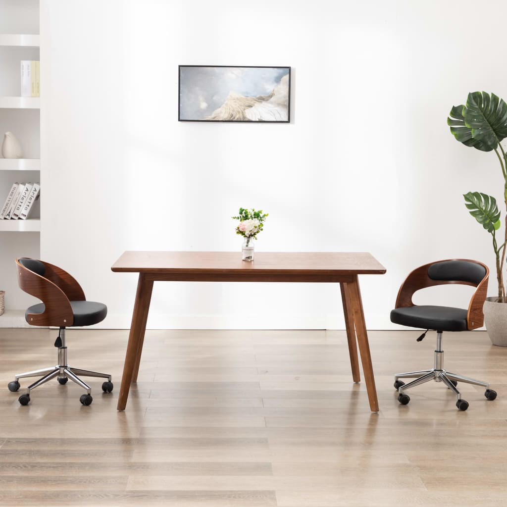 Chaises pivotantes à manger lot de 2 bois courbé et similicuir - XIOS