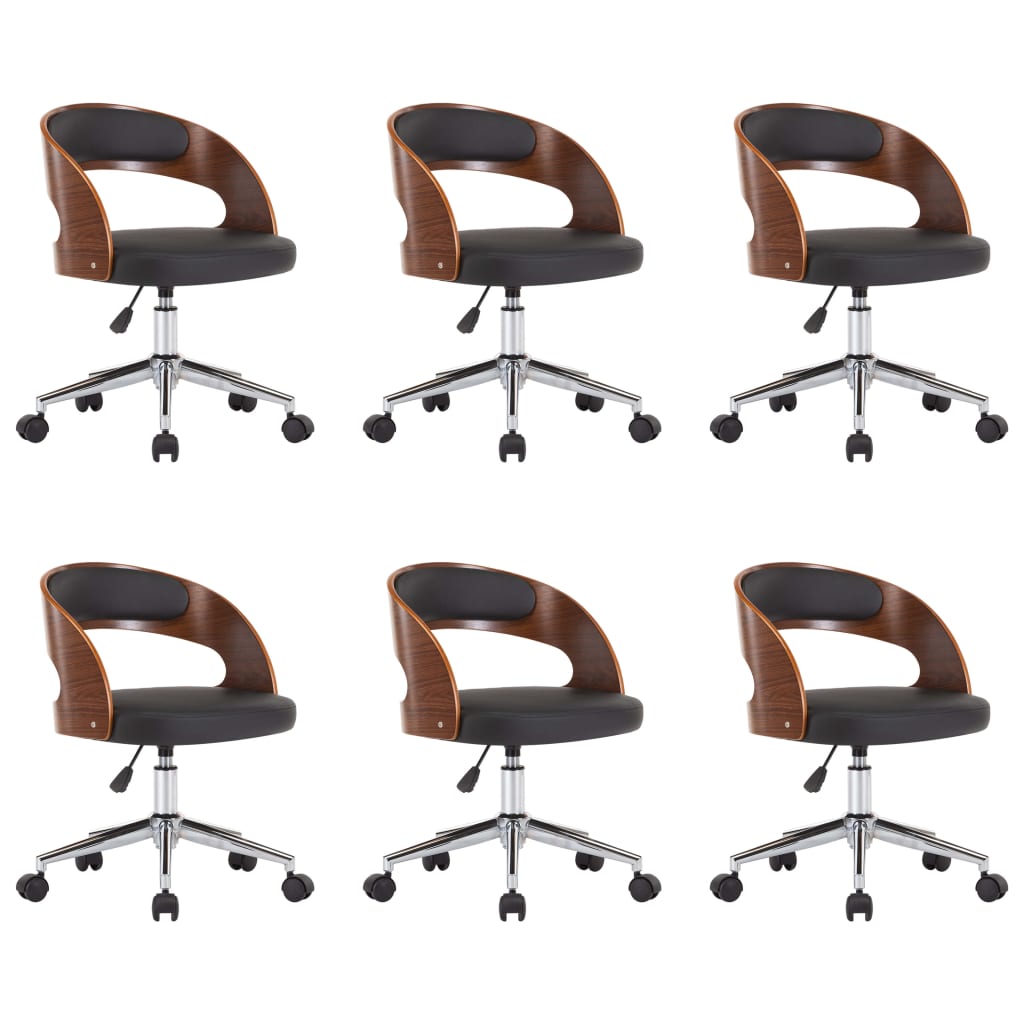 Chaises pivotantes à manger lot de 6 bois courbé et similicuir - XIOS
