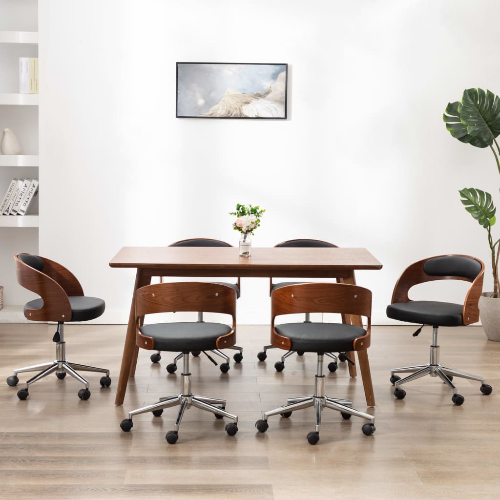 Chaises pivotantes à manger lot de 6 bois courbé et similicuir - XIOS