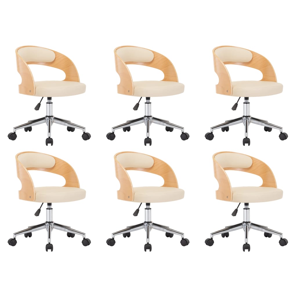 Chaises pivotantes à manger lot de 6 bois courbé et similicuir - XIOS