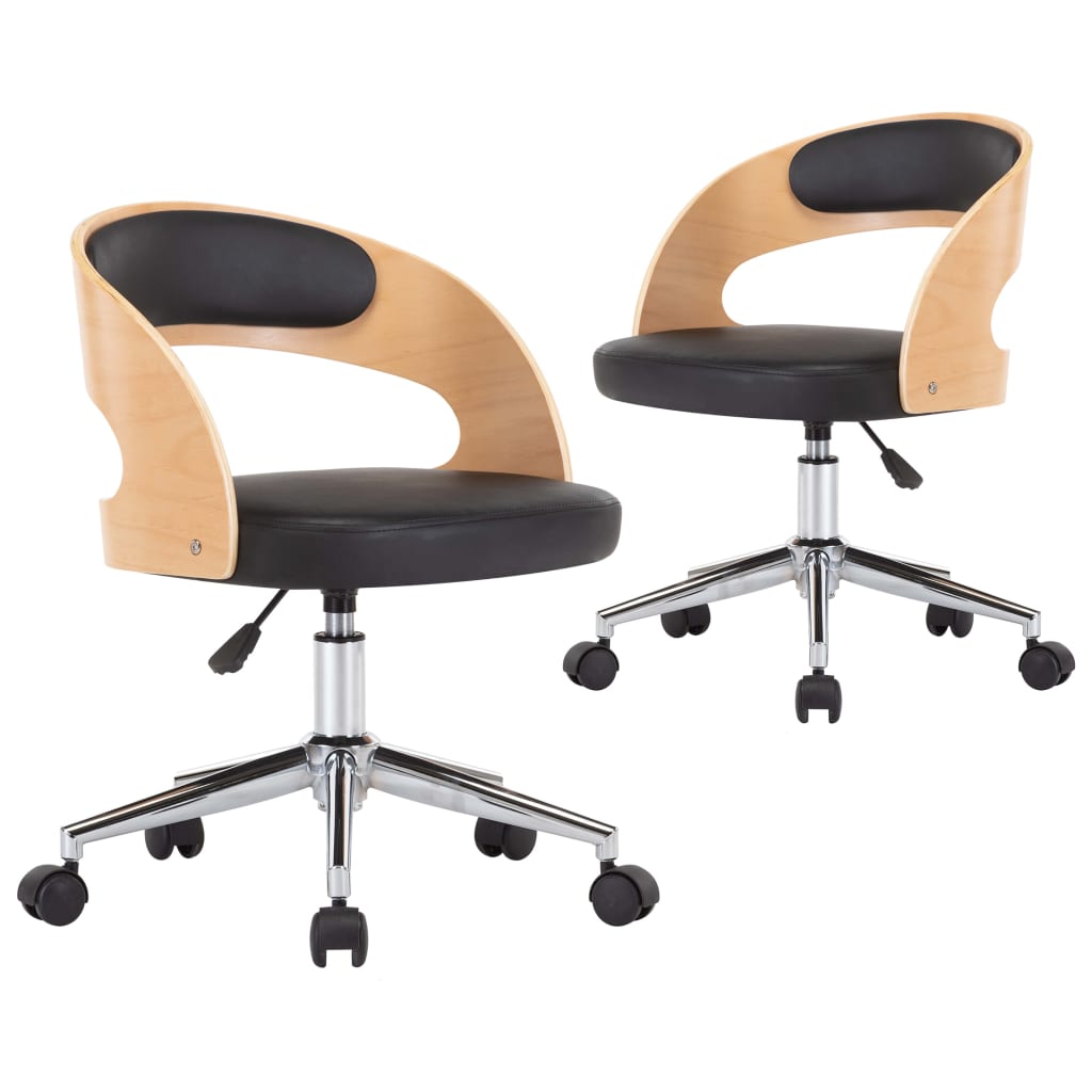 Chaises pivotantes à manger lot de 2 bois courbé et similicuir - XIOS