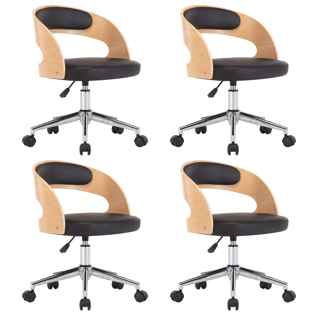 Chaises pivotantes à manger lot de 4 bois courbé et similicuir - XIOS
