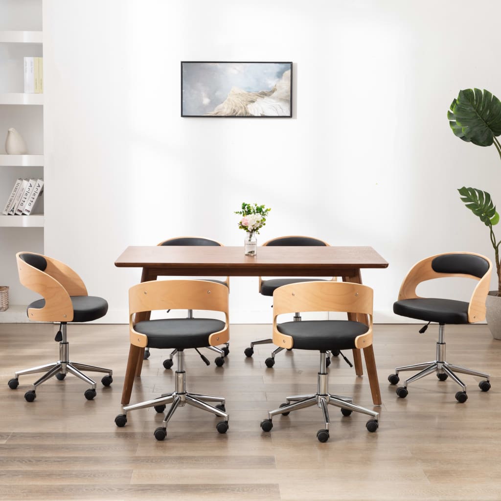 Chaises pivotantes à manger lot de 6 bois courbé et similicuir - XIOS