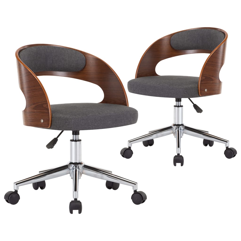 Chaises pivotantes à manger lot de 2 gris bois courbé et tissu - XIOS