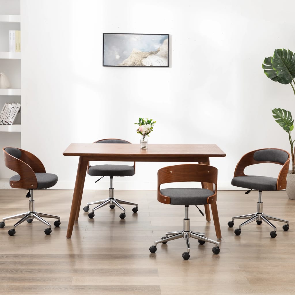Chaises pivotantes à manger lot de 4 gris bois courbé et tissu - XIOS