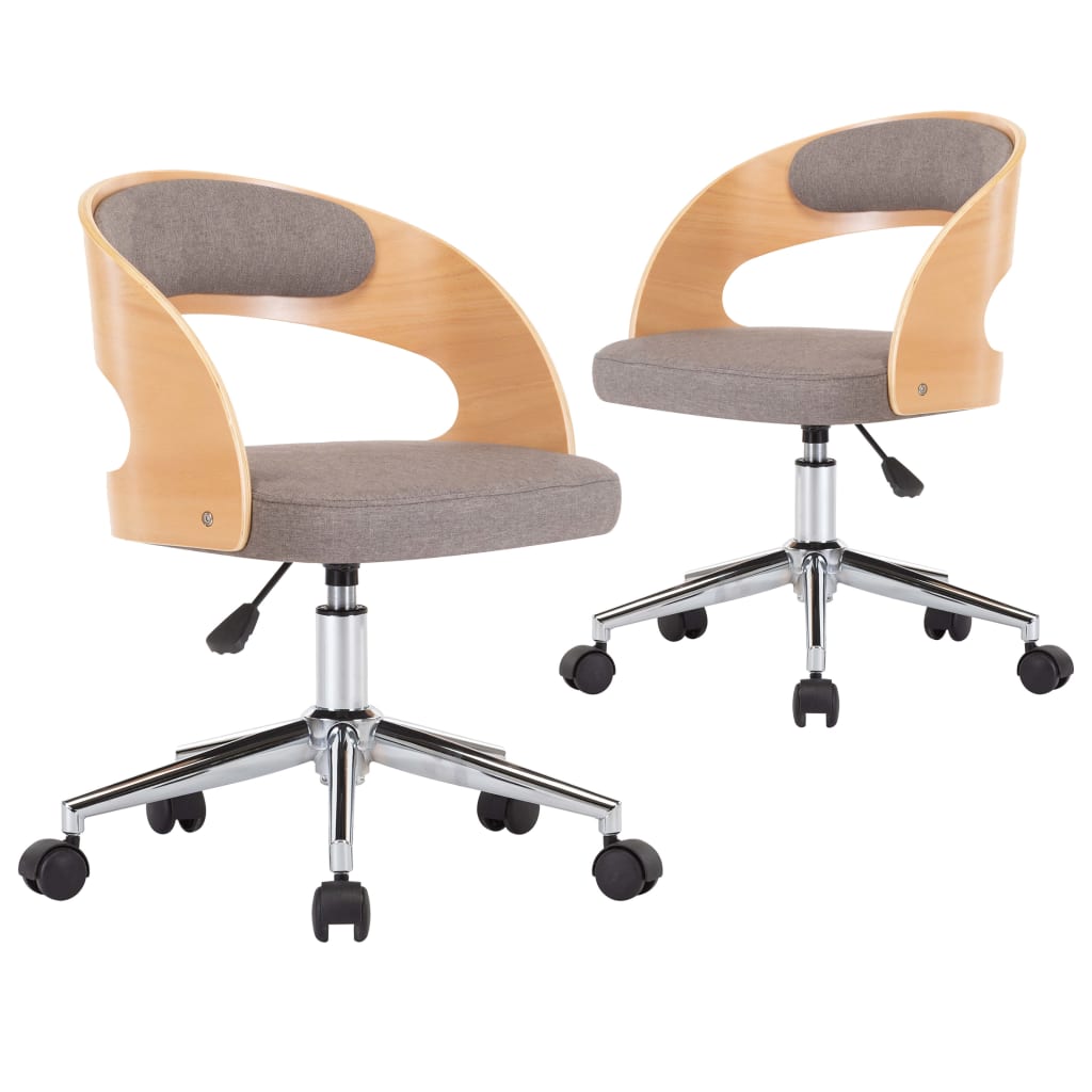 Chaises pivotantes à manger lot de 2 taupe bois courbé et tissu - XIOS