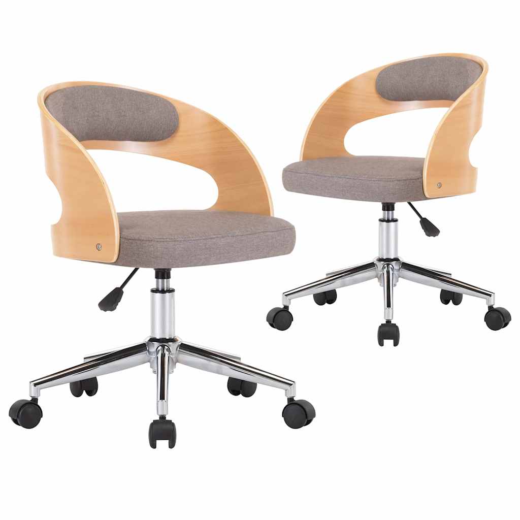 Chaises pivotantes à manger lot de 2 taupe bois courbé et tissu