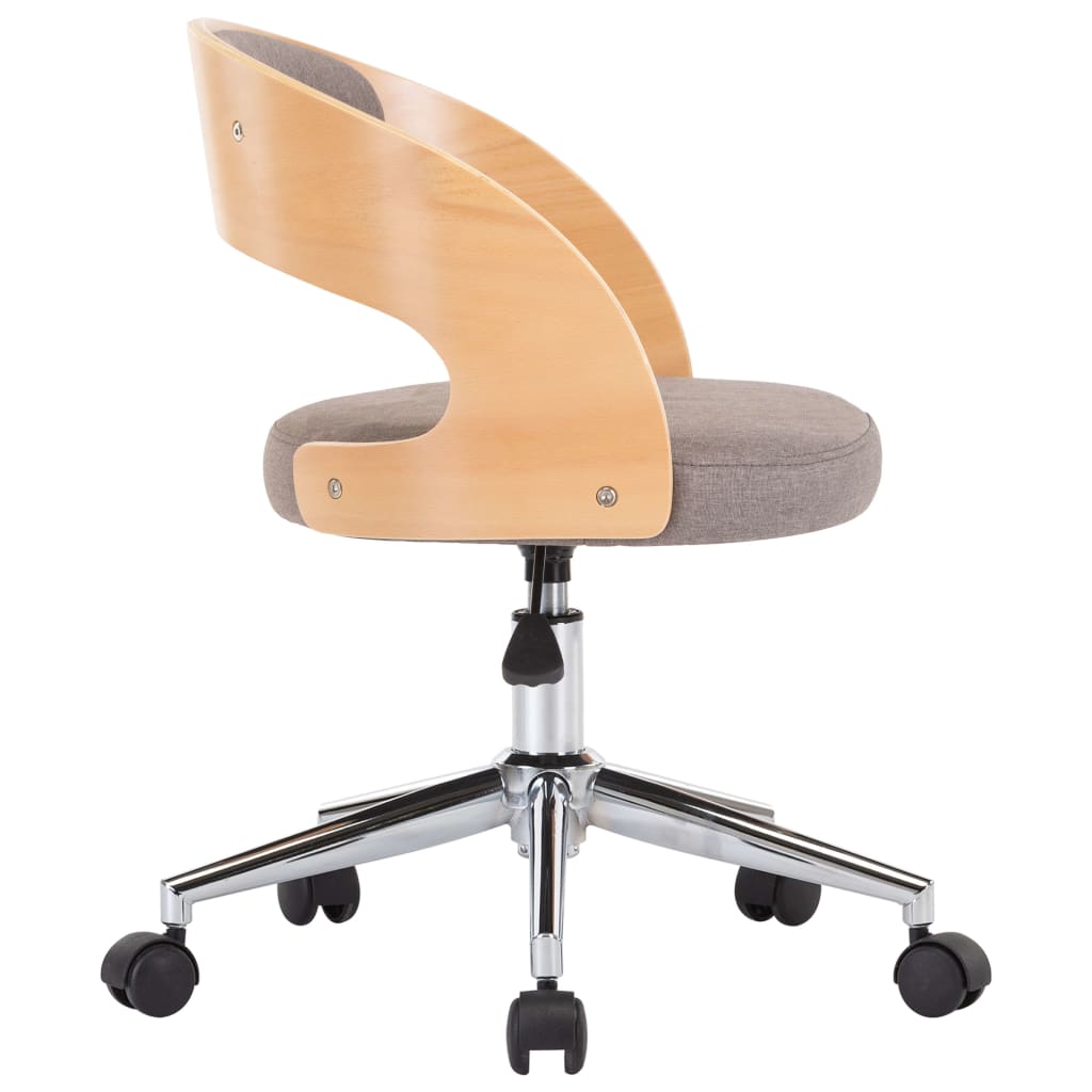 Chaises pivotantes à manger lot de 2 taupe bois courbé et tissu - XIOS