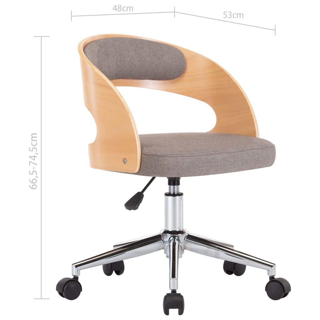 Chaises pivotantes à manger lot de 2 taupe bois courbé et tissu - XIOS