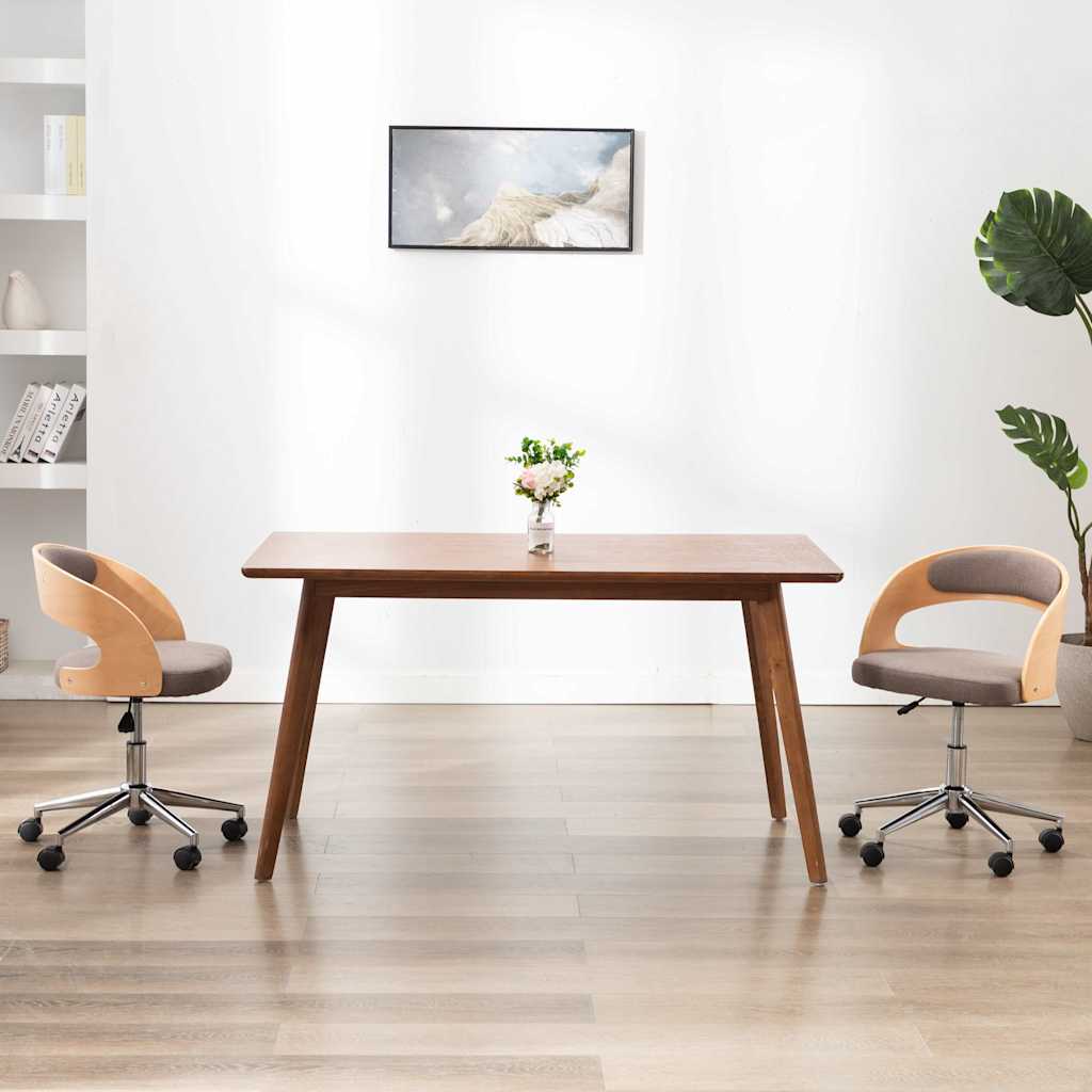 Chaises pivotantes à manger lot de 2 taupe bois courbé et tissu