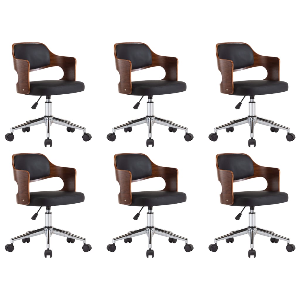 Chaises pivotantes à manger lot de 6 bois courbé et similicuir - XIOS