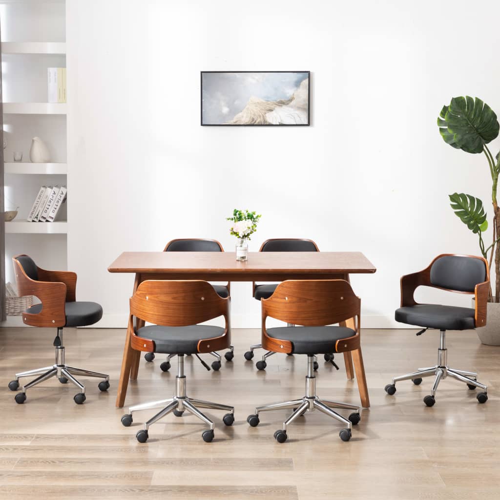 Chaises pivotantes à manger lot de 6 bois courbé et similicuir - XIOS