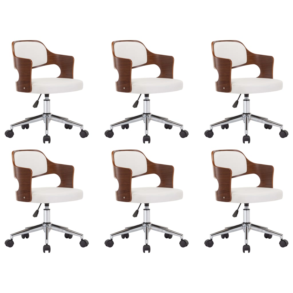 Chaises pivotantes à manger lot de 6 bois courbé et similicuir - XIOS