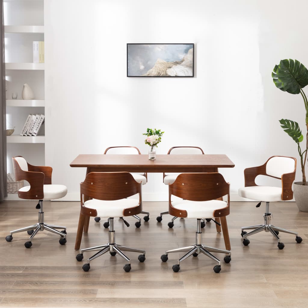Chaises pivotantes à manger lot de 6 bois courbé et similicuir - XIOS