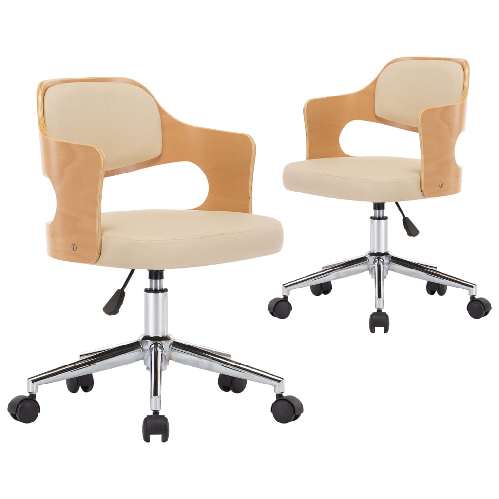 Chaises pivotantes à manger lot de 2 bois courbé et similicuir - XIOS